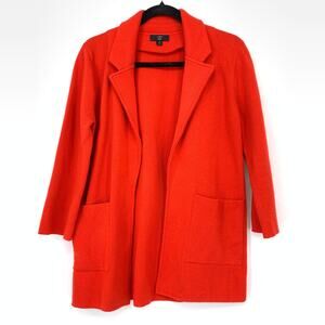 J Crew 365 Knit Coatigan Sweater Jacket Red Orange Womens Size XS Open Front